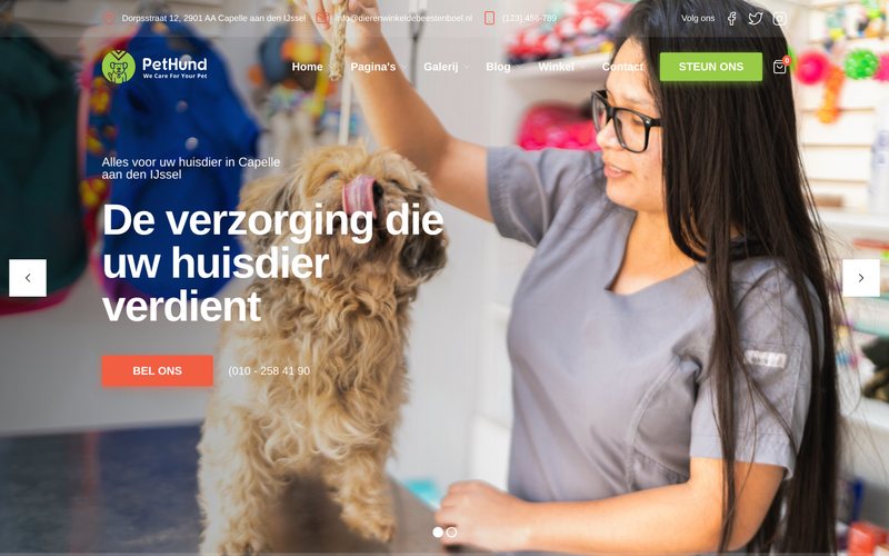Voorbeeldontwerp dierenwinkel